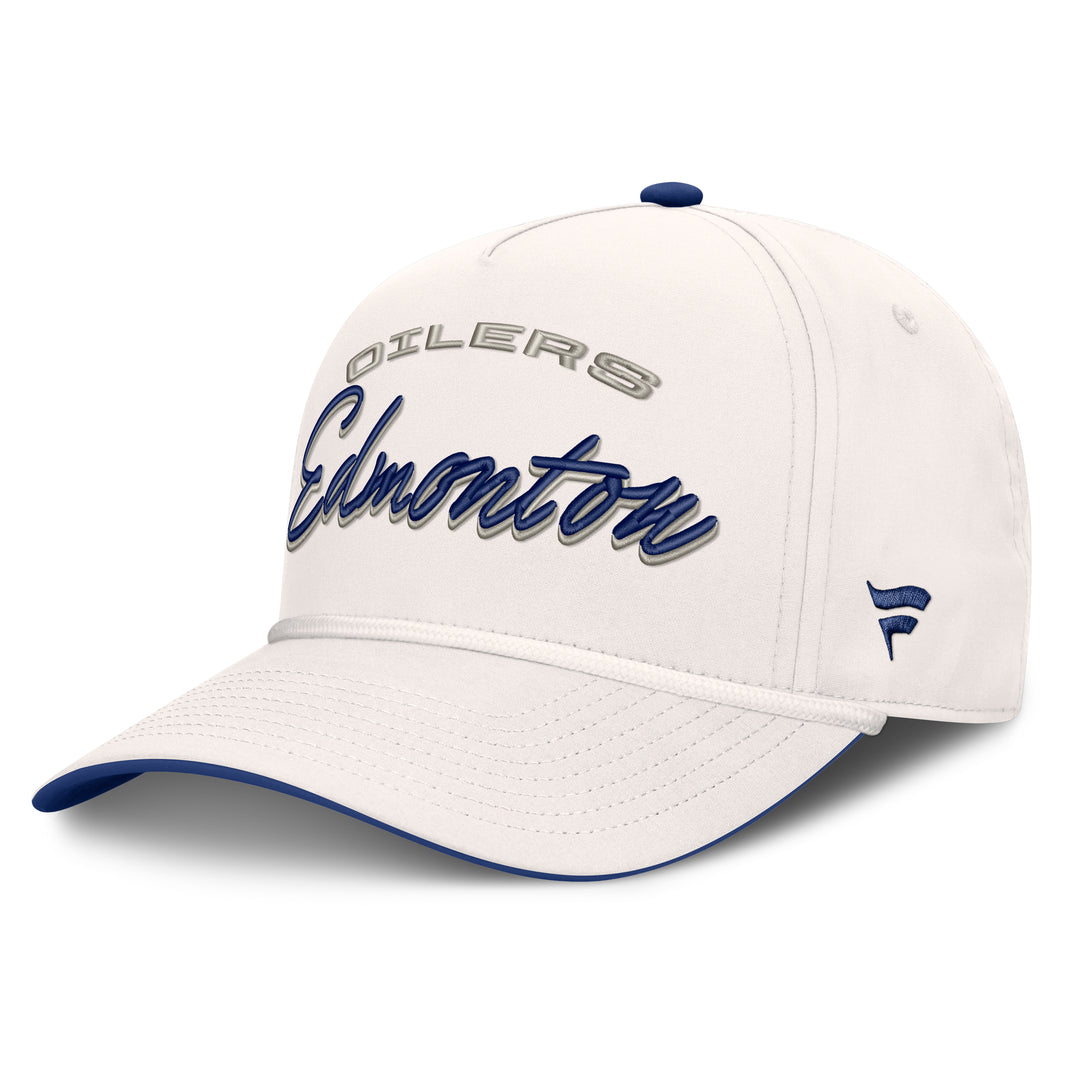 Edmonton Oilers Fanatics White Scrawl A-Frame Snapback Hat