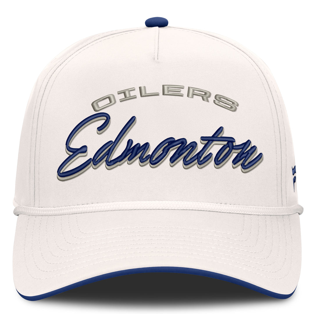 Edmonton Oilers Fanatics White Scrawl A-Frame Snapback Hat