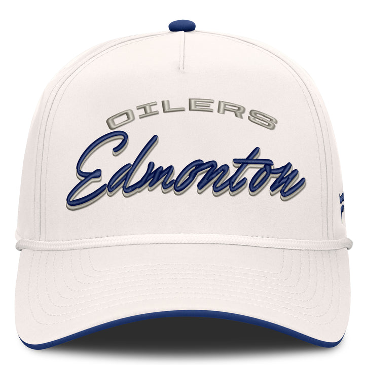 Edmonton Oilers Fanatics White Scrawl A-Frame Snapback Hat