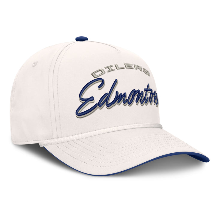 Edmonton Oilers Fanatics White Scrawl A-Frame Snapback Hat