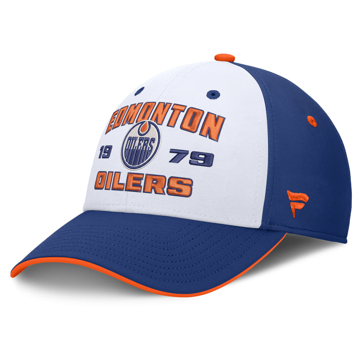 Edmonton Oilers Fanatics White & Blue Biscuit Flex Hat