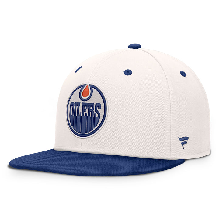 Edmonton Oilers Fanatics White & Blue Ballpark Flatbrim Snapback Hat
