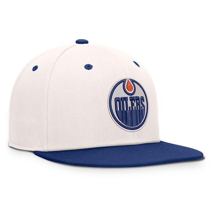 Edmonton Oilers Fanatics White & Blue Ballpark Flatbrim Snapback Hat