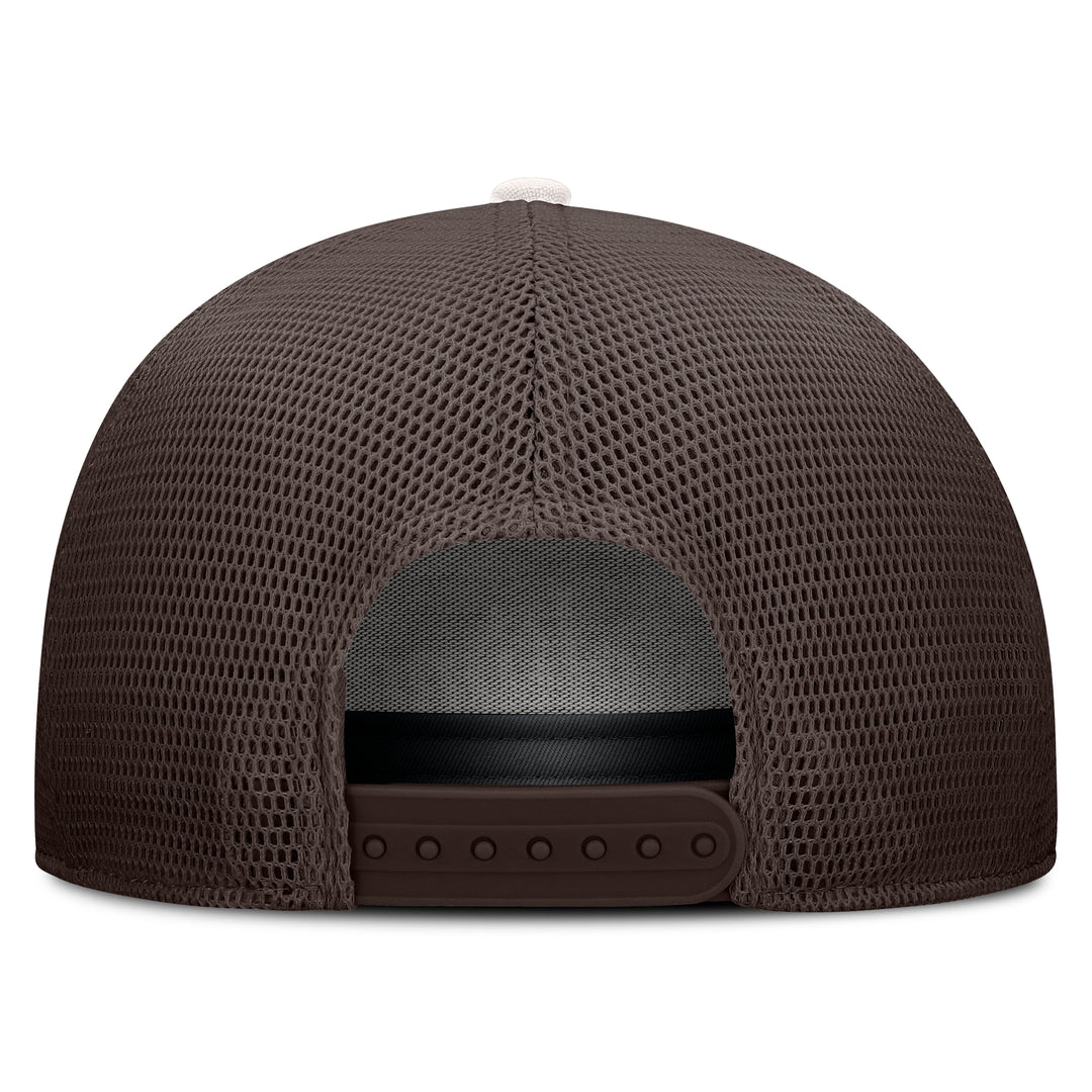 Edmonton Oilers Fanatics White & Brown Bronco A-Frame Mesh Snapback Hat