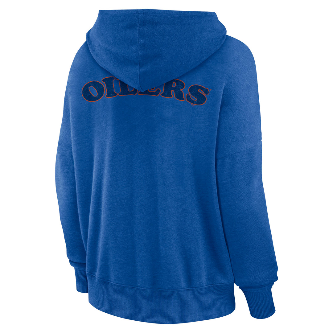 Edmonton Oilers Women's Fanatics Blue Snow Wash Lacer Hoodie