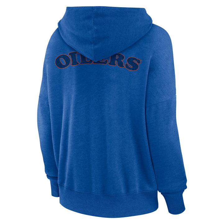 Edmonton Oilers Women's Fanatics Blue Snow Wash Lacer Hoodie