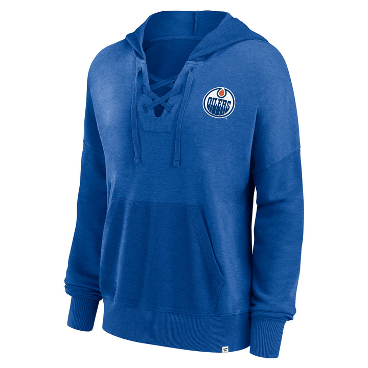 Edmonton Oilers Women's Fanatics Blue Snow Wash Lacer Hoodie