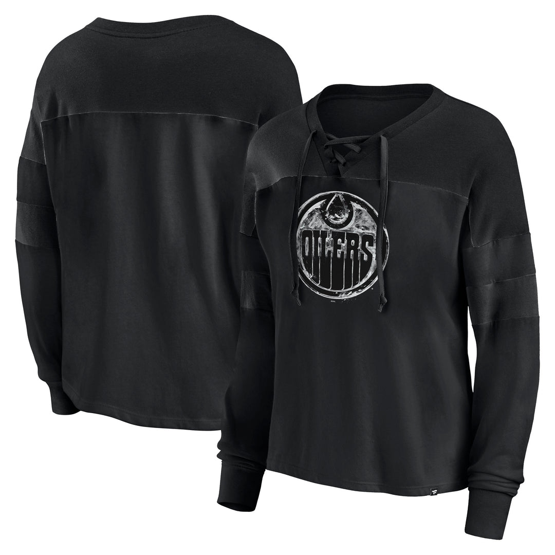 Edmonton Oilers Women's Fanatics Black Iced Out Long Sleeve T-Shirt