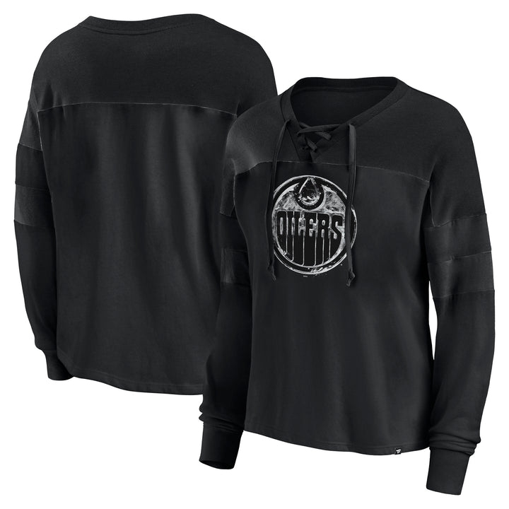 Edmonton Oilers Women's Fanatics Black Iced Out Long Sleeve T-Shirt