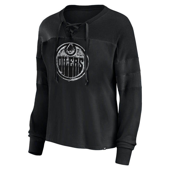 Edmonton Oilers Women's Fanatics Black Iced Out Long Sleeve T-Shirt