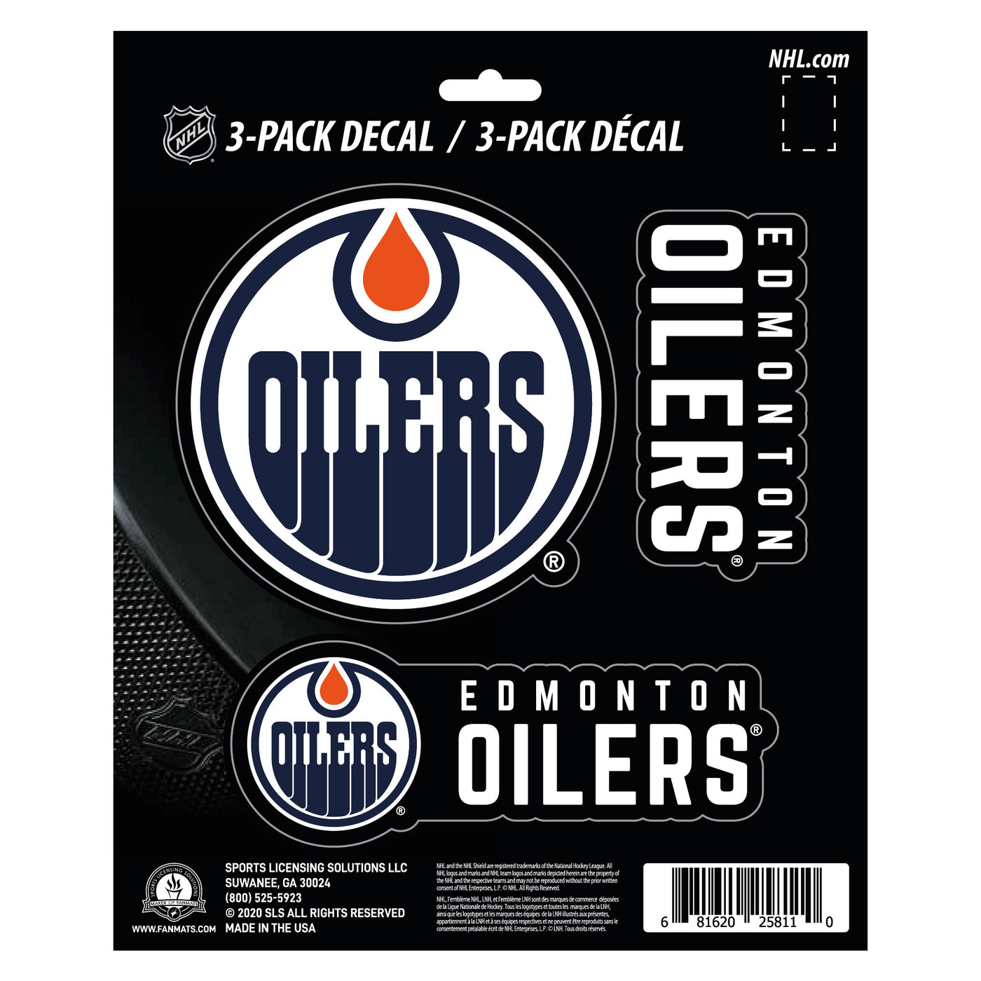 Edmonton Oilers Fanmats Blue & Orange 3 Pack Decal Set