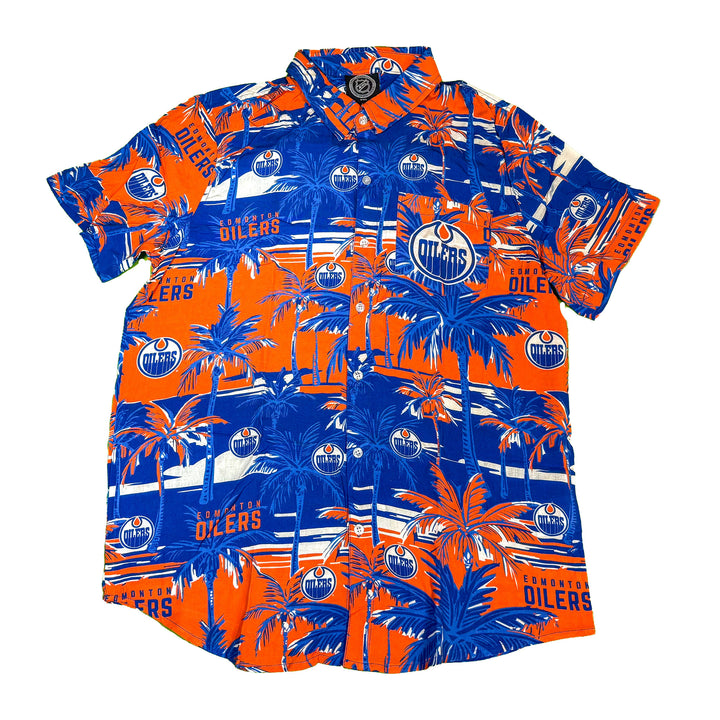 Edmonton Oilers Forever Collectibles Palm Tree Royal & Orange Button Up Shirt