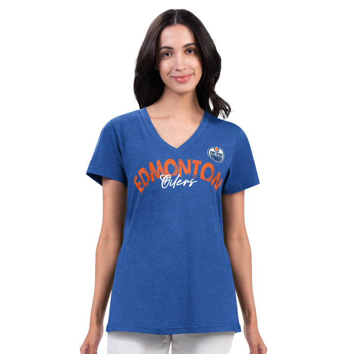 Edmonton Oilers Women's G-III Blue Key Moves T-Shirt
