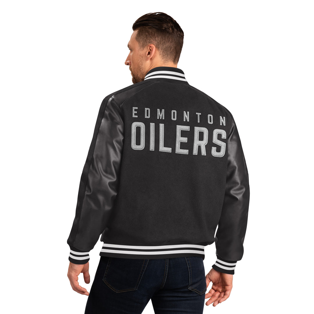 Edmonton Oilers G-III Wool Black Varsity Jacket