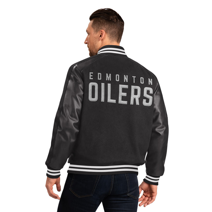 Edmonton Oilers G-III Wool Black Varsity Jacket