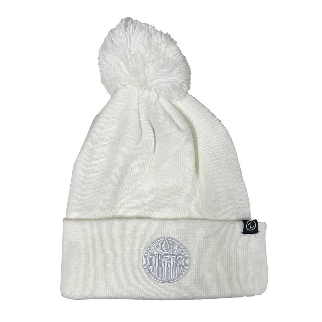 Edmonton Oilers Gertex White Knit Toque w/Pom