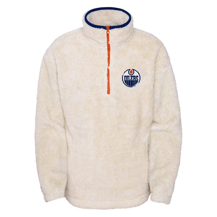 Edmonton Oilers Girls Youth Preserve Teddy White Half-Zip Hoodie