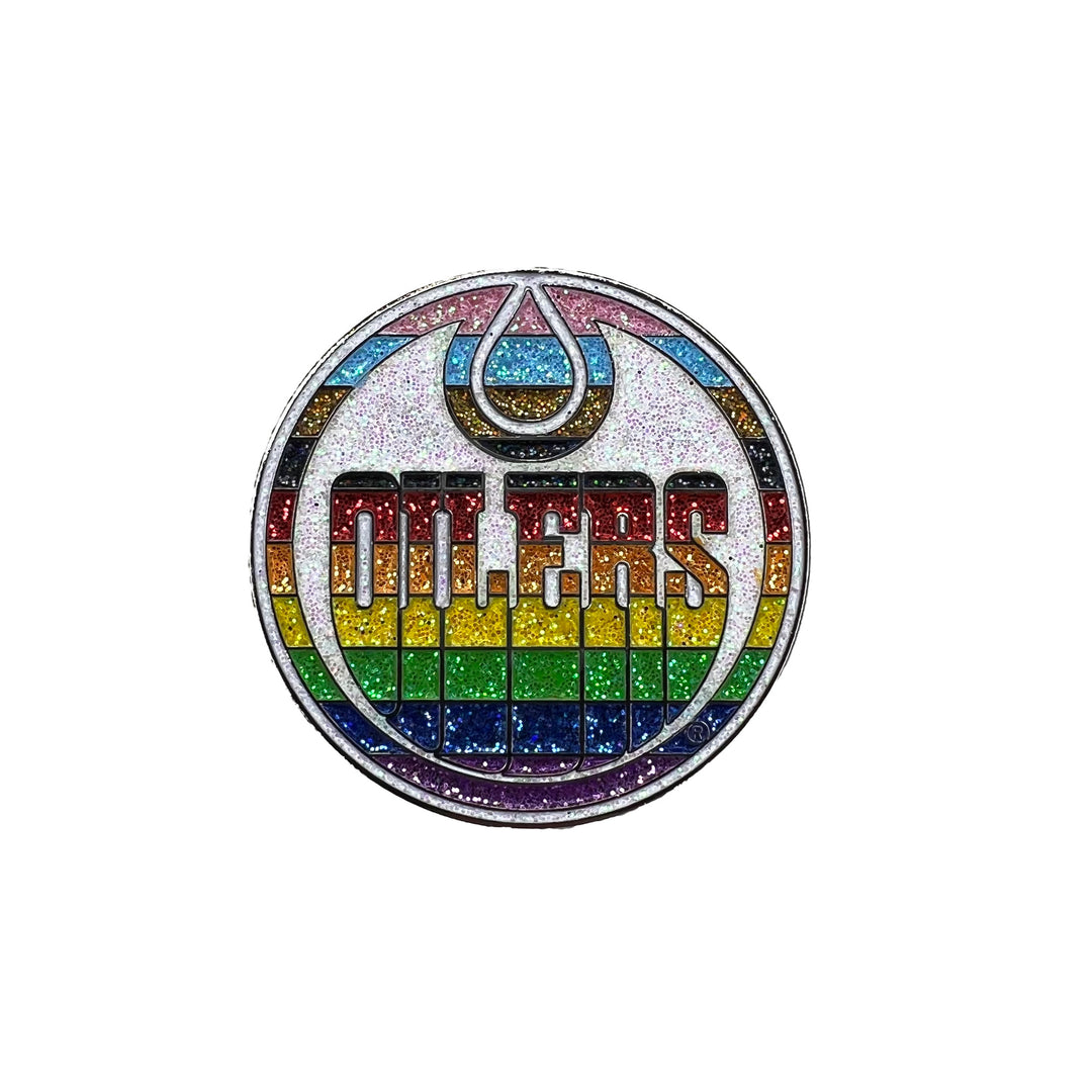 Edmonton Oilers Glitter Pride Logo 2" Lapel Pin