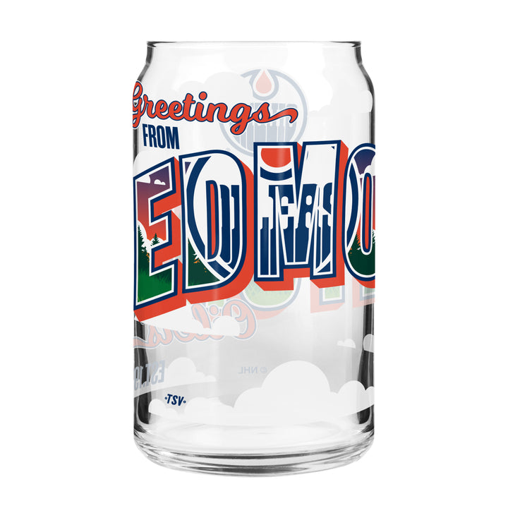 Edmonton Oilers Greetings From Edmonton 16oz Can Glass