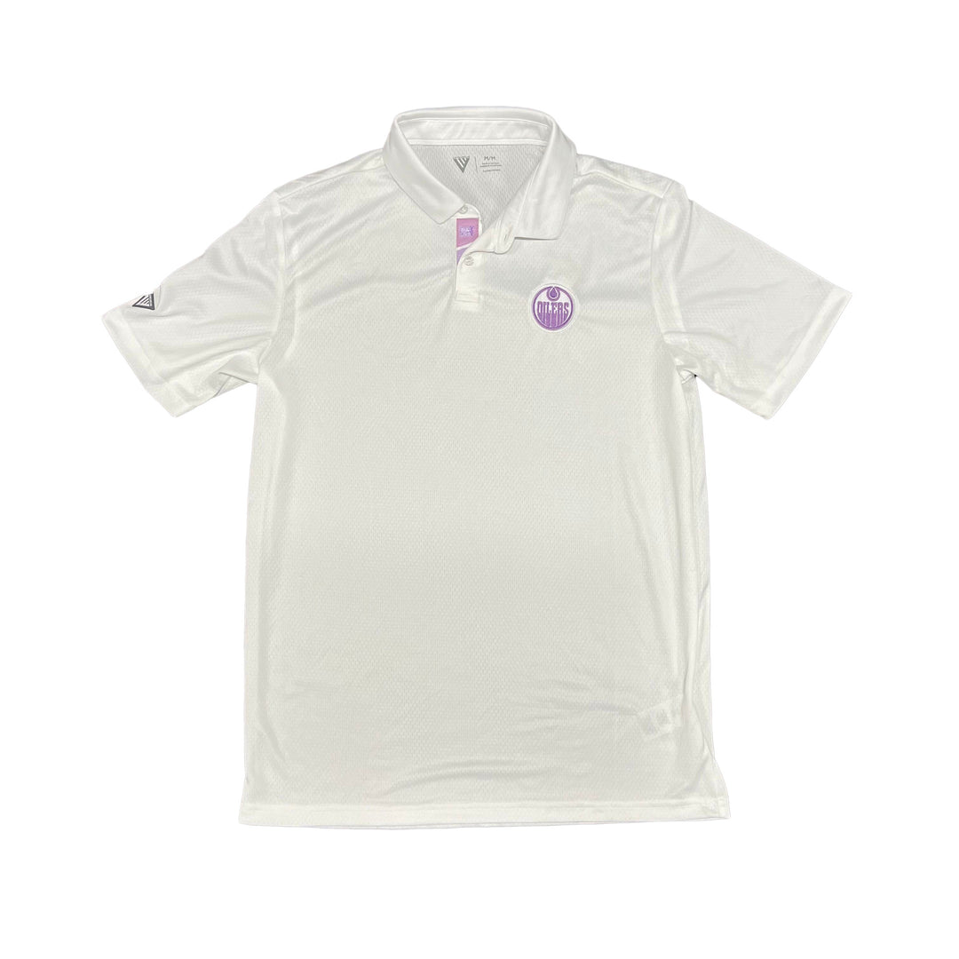 Edmonton Oilers Levelwear White Hockey Fights Cancer Duval Rookie Polo