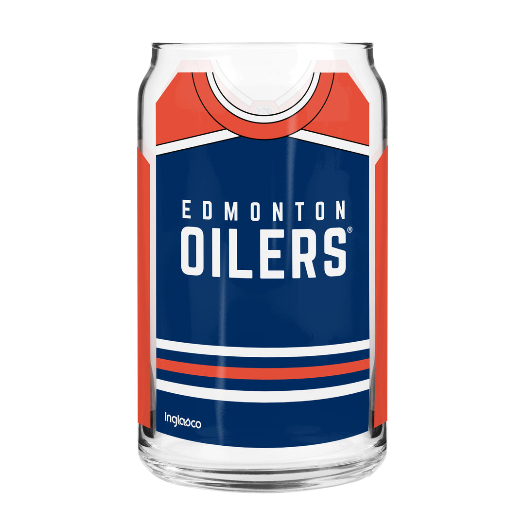 Edmonton Oilers Home Jersey 16 oz Can Glass