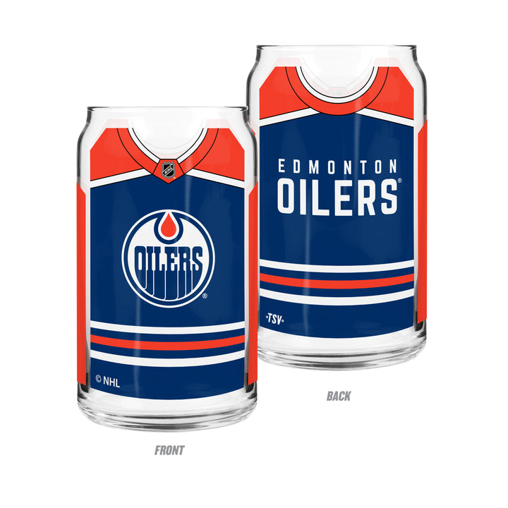 Edmonton Oilers Home Jersey 16 oz Can Glass