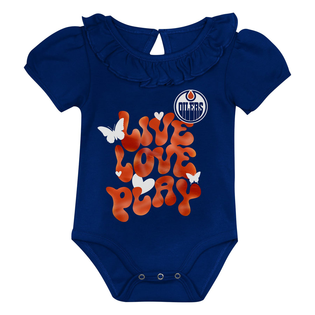 Edmonton Oilers Infant Outerstuff "Live, Love, Play" 2-Piece Creeper Set
