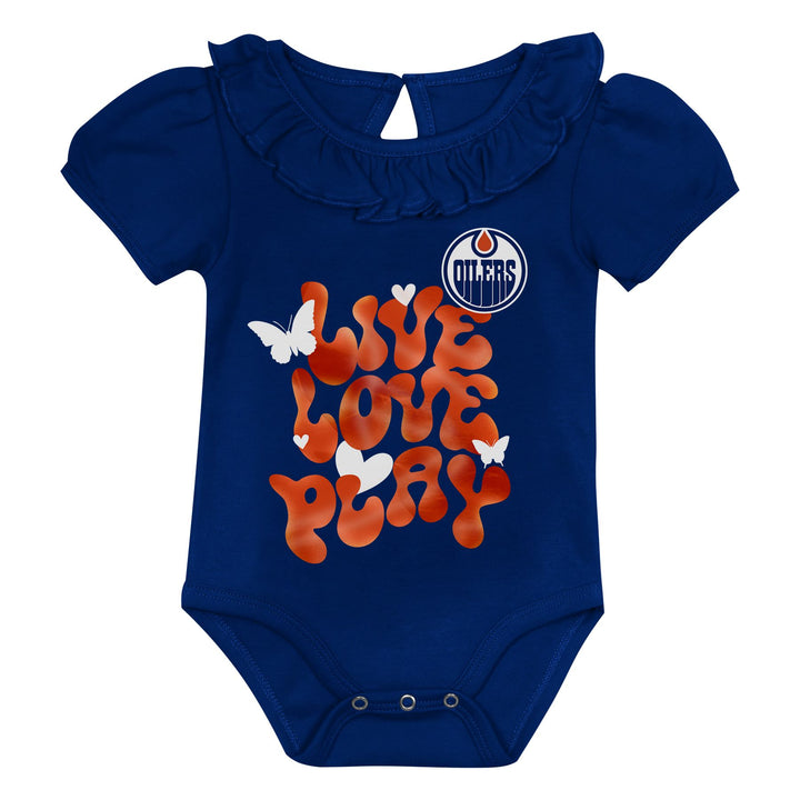 Edmonton Oilers Infant Outerstuff "Live, Love, Play" 2-Piece Creeper Set