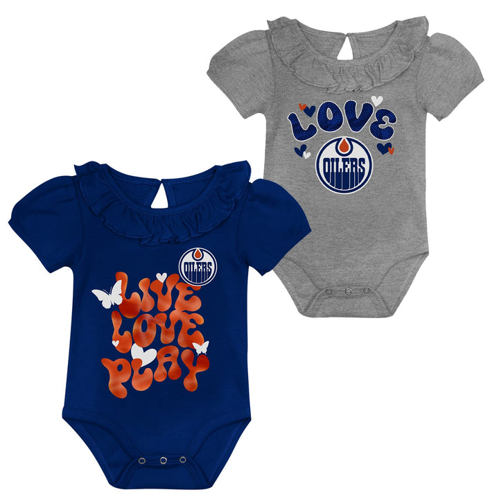 Edmonton Oilers Infant Outerstuff "Live, Love, Play" 2-Piece Creeper Set
