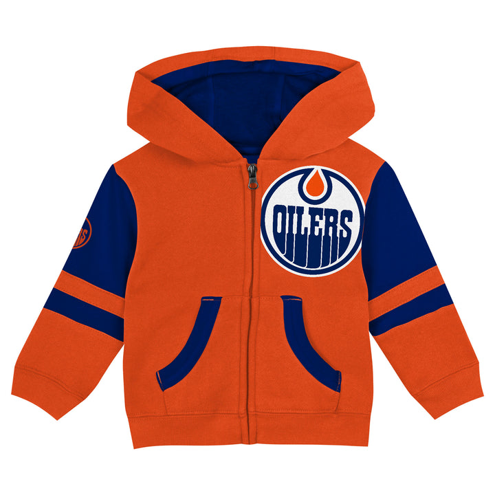 Edmonton Oilers Infant Outerstuff Faceoff Orange Full-Zip Hoodie