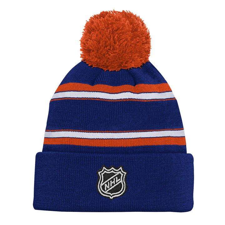 Edmonton Oilers Youth Outerstuff Blue Jacquard Cuffed Knit Toque w/ Pom