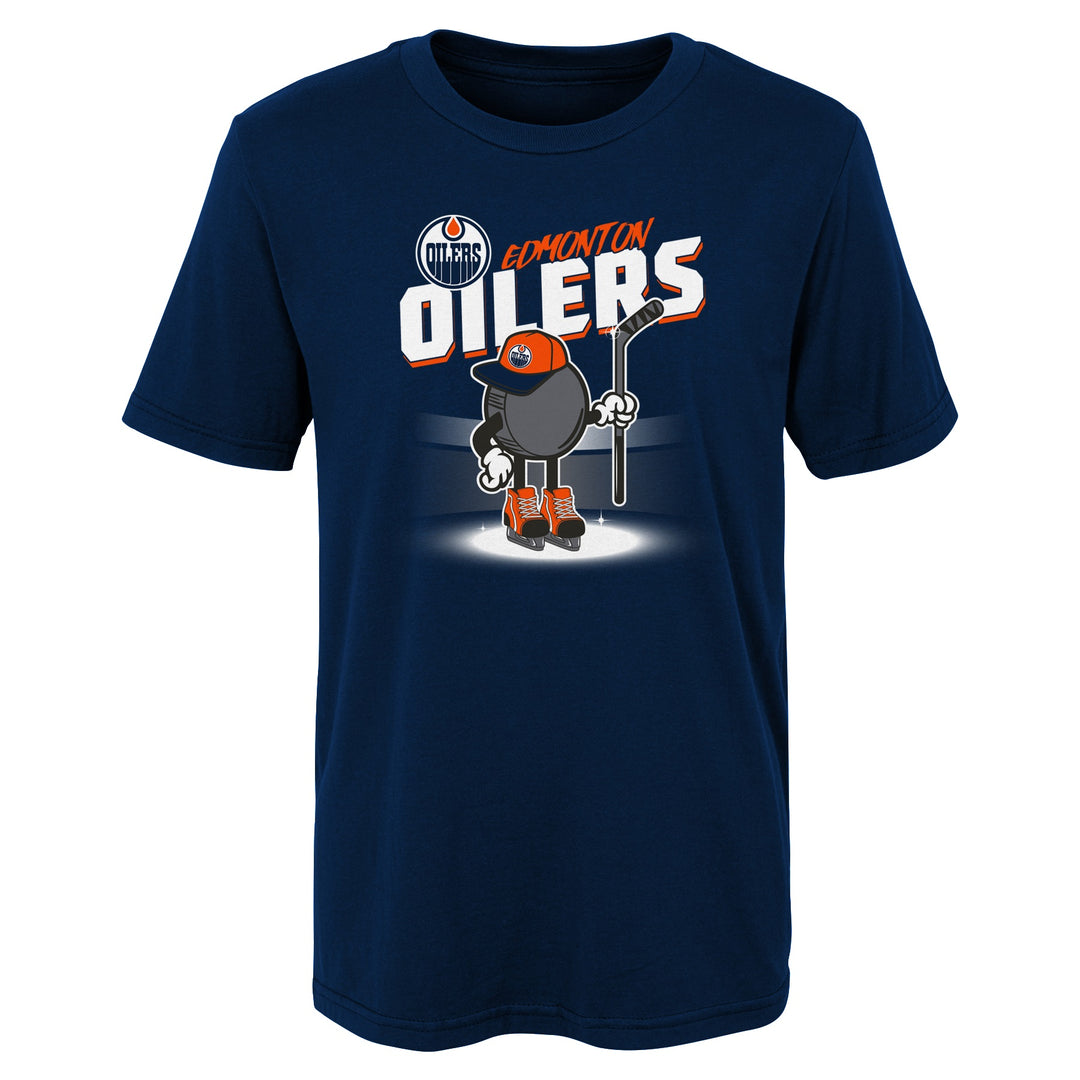 Edmonton Oilers Kids Outerstuff Mister Slap Shot Navy T-Shirt