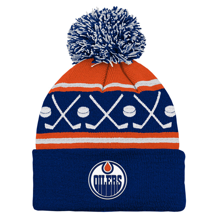 Edmonton Oilers Infant Outerstuff Blue Faceoff Toque W/Pom