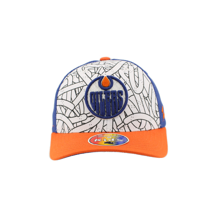 Edmonton Oilers Kids Zephyr White Tangled Snapback Hat
