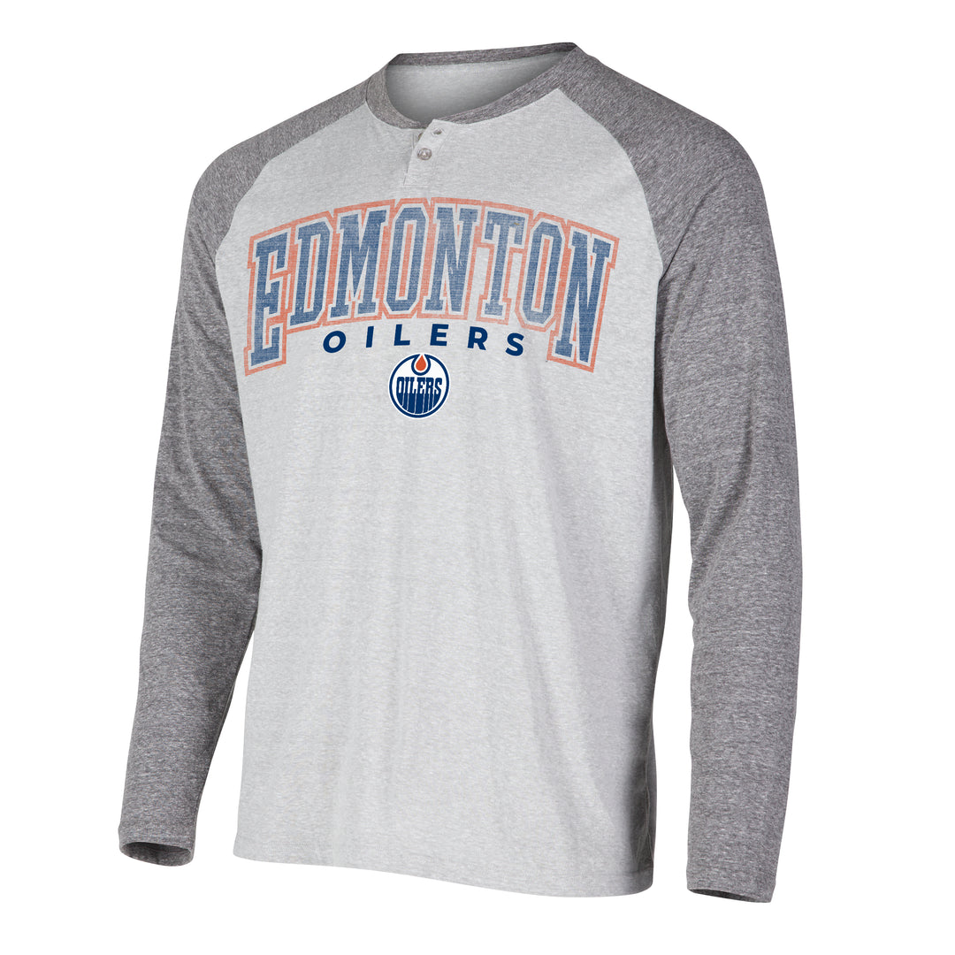 Edmonton Oilers Ledger Raglan Long Sleeve Grey Lounge T-Shirt