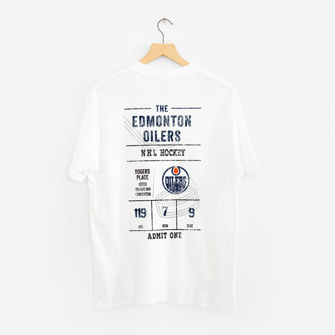 Edmonton Oilers Line Change Oversized Ticket White T-Shirt