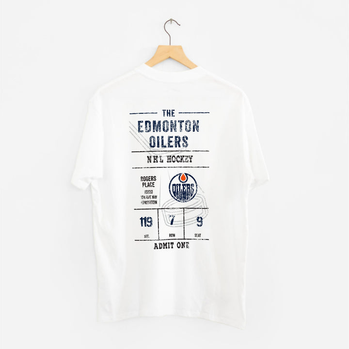 Edmonton Oilers Line Change Oversized Ticket White T-Shirt
