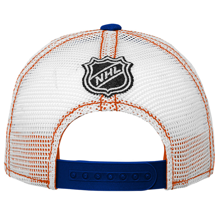Edmonton Oilers Kids Outerstuff Royal Lockup Meshback Snapback Hat