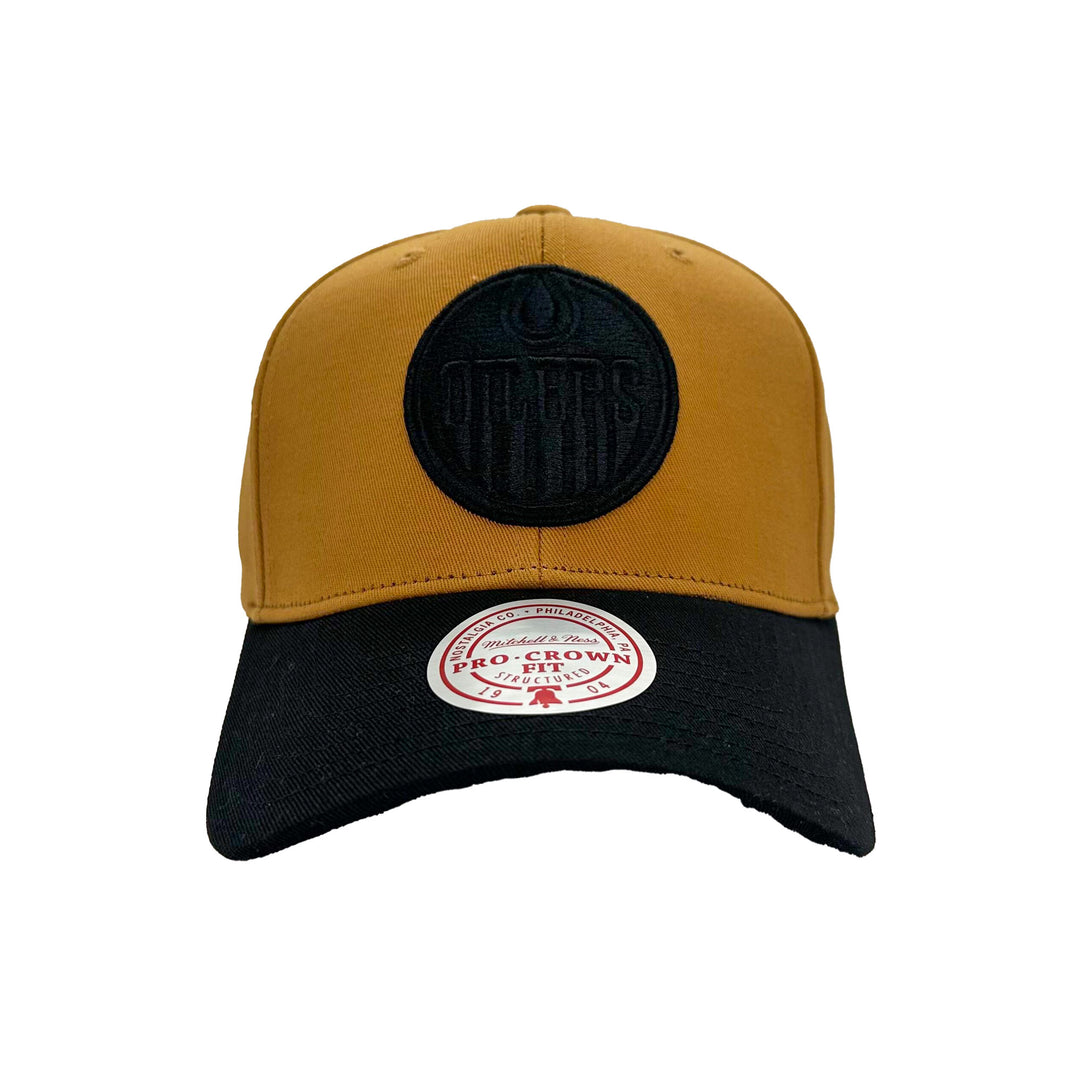 Edmonton Oilers Mitchell & Ness Tan Timber & Ash Snapback Hat