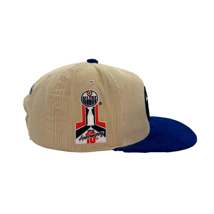 Edmonton Oilers Mitchell & Ness Two-Tone Corduroy Vintage Cream Snapback Hat