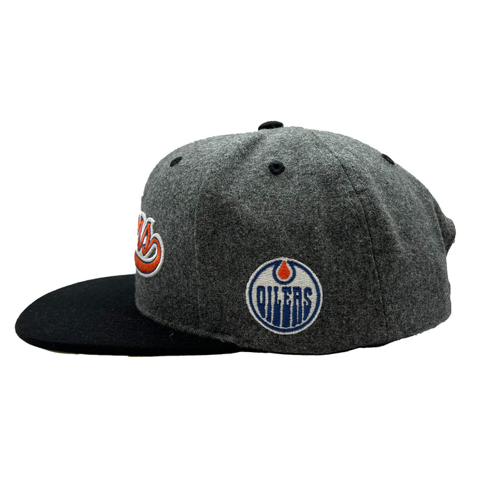 Edmonton Oilers Mitchell & Ness Melton Cod Grey Snapback Hat