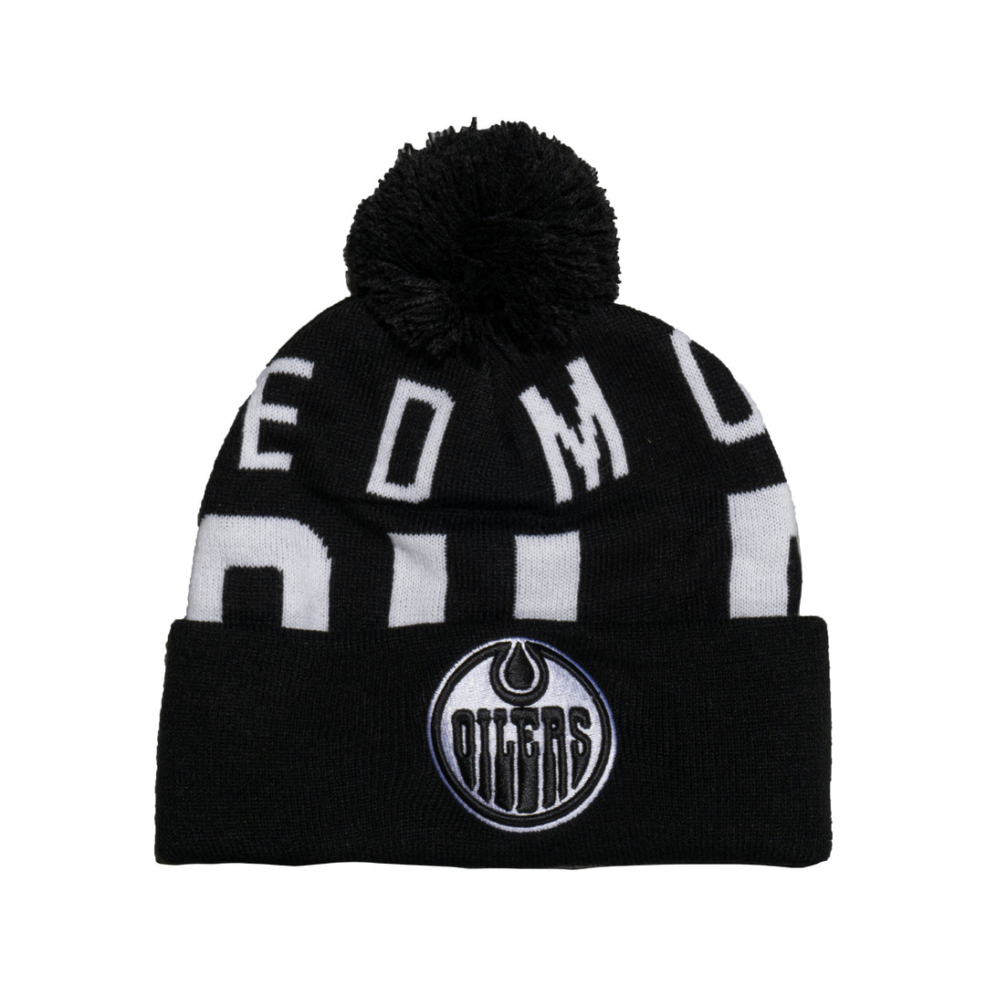 Edmonton Oilers Mitchell & Ness In Your Face Black Toque W/Pom