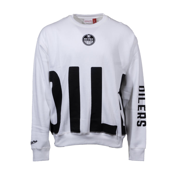 Edmonton Oilers Unisex Mitchell & Ness In Your Face Oversized White Crewneck Sweatshirt