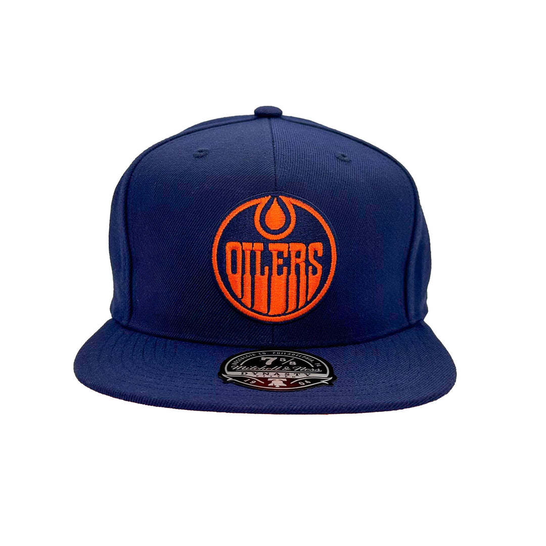 Edmonton Oilers Mitchell & Ness Navy Alternate Logo Fitted Hat