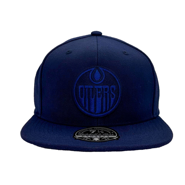 Edmonton Oilers Mitchell & Ness Navy Tonal Fitted Hat