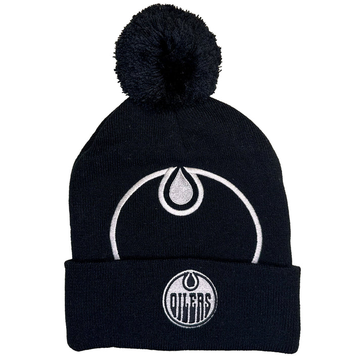 Edmonton Oilers Mitchell & Ness Negative Space Black Toque W/Pom