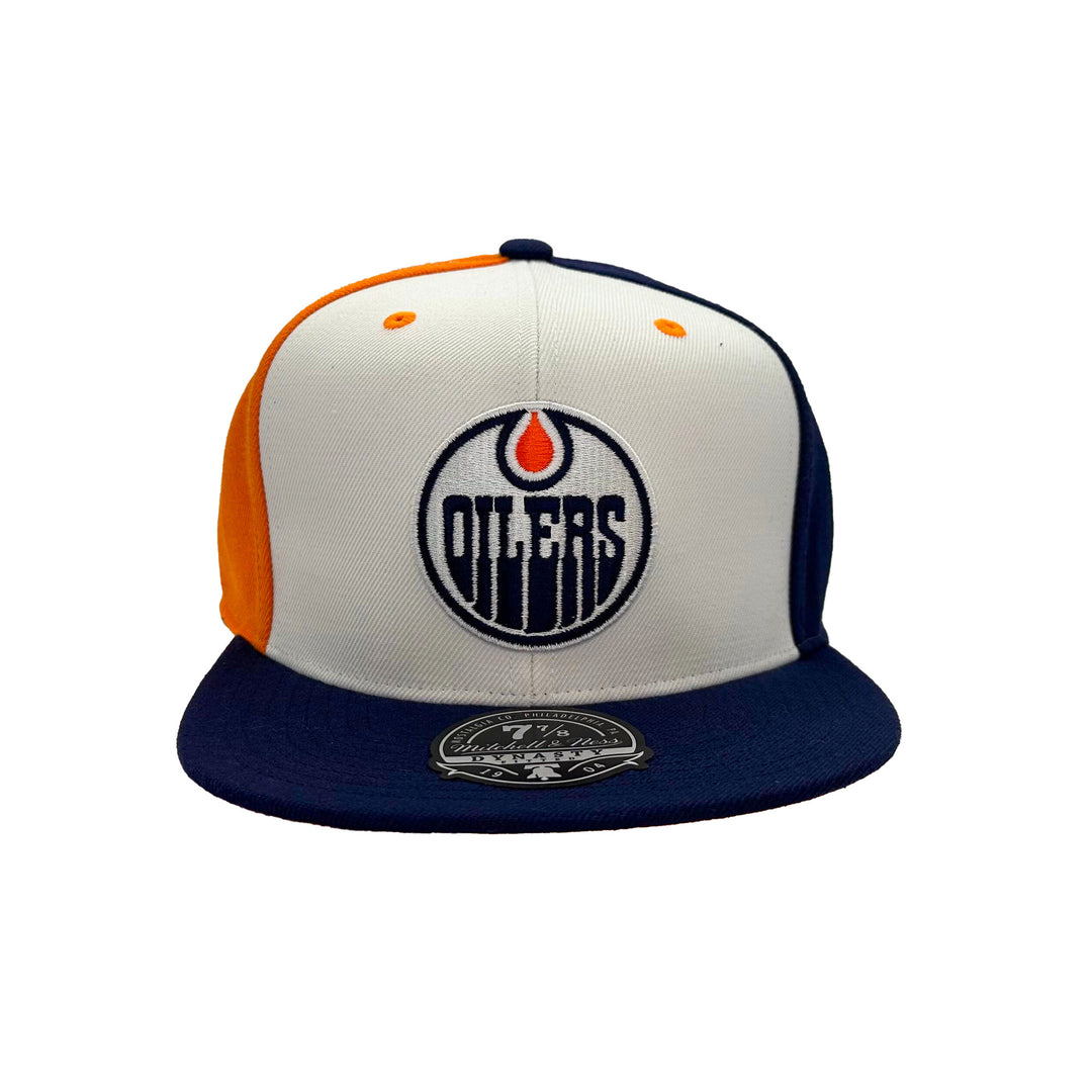 Edmonton Oilers Mitchell & Ness Navy Half Carou Fitted Hat