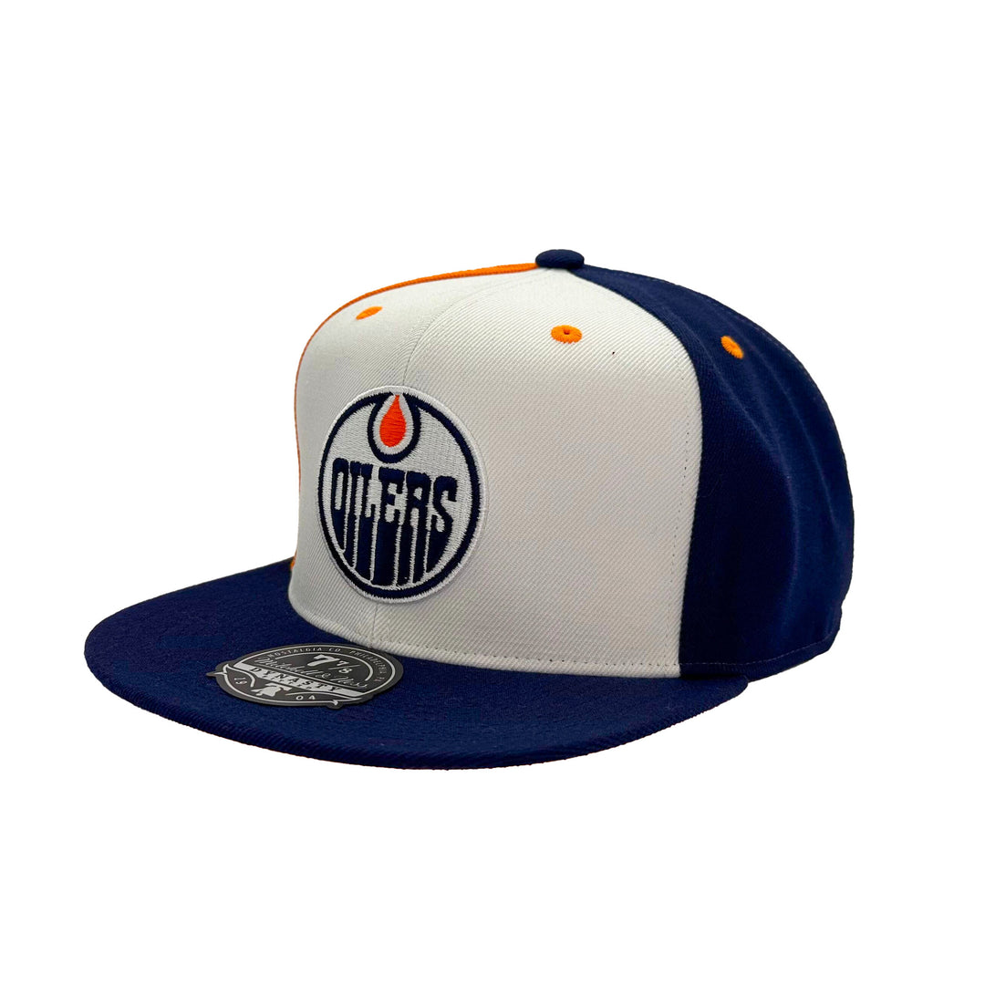 Edmonton Oilers Mitchell & Ness Navy Half Carou Fitted Hat