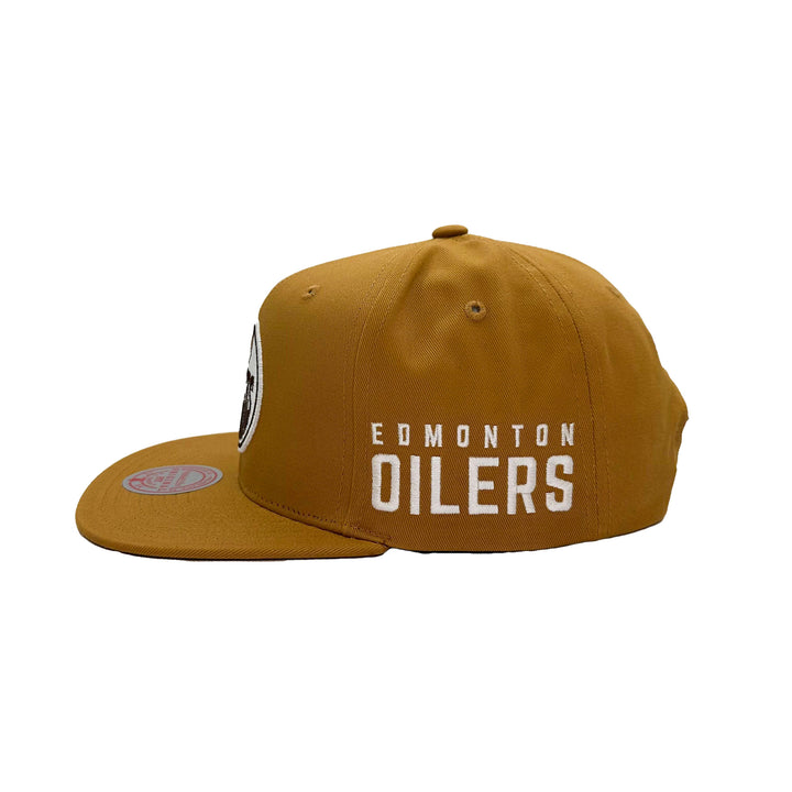 Edmonton Oilers Mitchell & Ness Tan Oakwood Snapback Hat