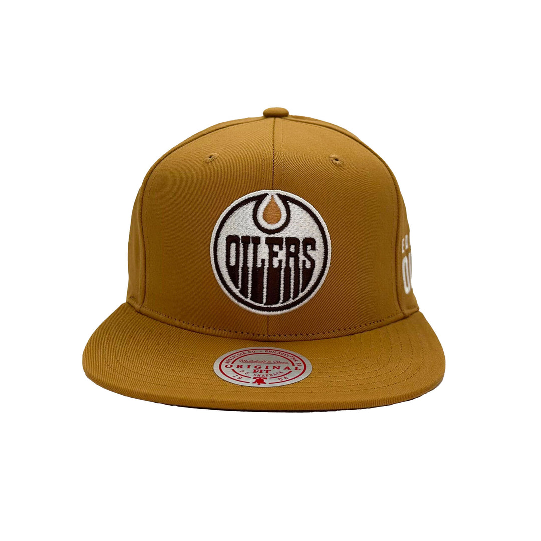 Edmonton Oilers Mitchell & Ness Tan Oakwood Snapback Hat